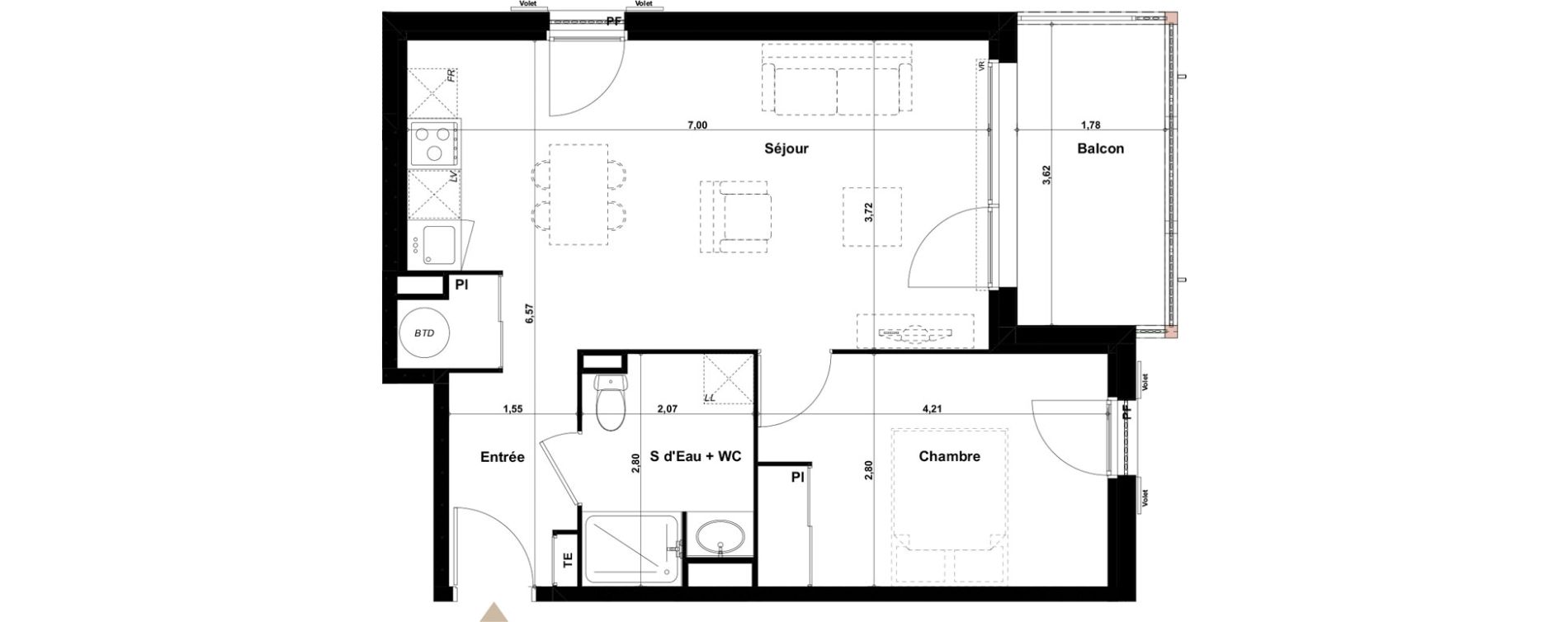 Appartement T2 de 47,30 m2 &agrave; Audenge Centre