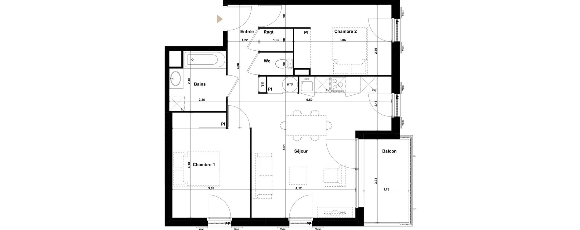 Appartement T3 de 62,85 m2 &agrave; Audenge Centre