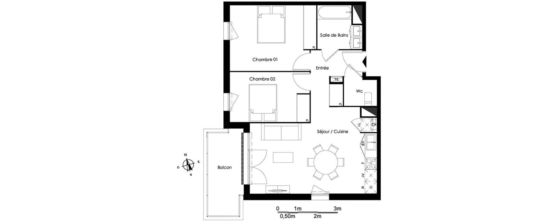 Appartement T3 de 61,02 m2 &agrave; Bassens Le moura