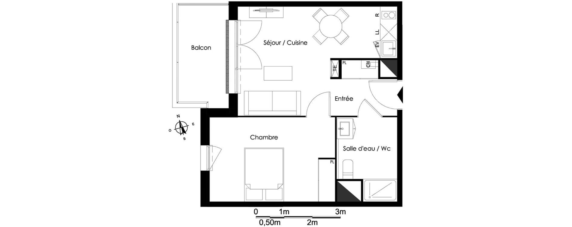 Appartement T2 de 39,89 m2 &agrave; Bassens Le moura