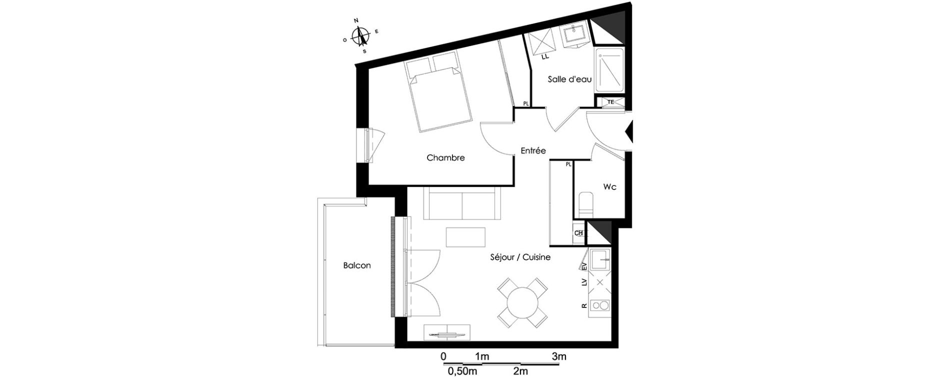 Appartement T2 de 44,45 m2 &agrave; Bassens Le moura