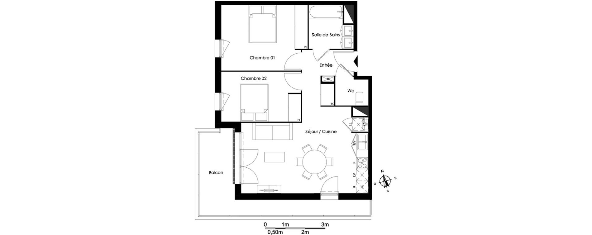 Appartement T3 de 61,10 m2 &agrave; Bassens Le moura