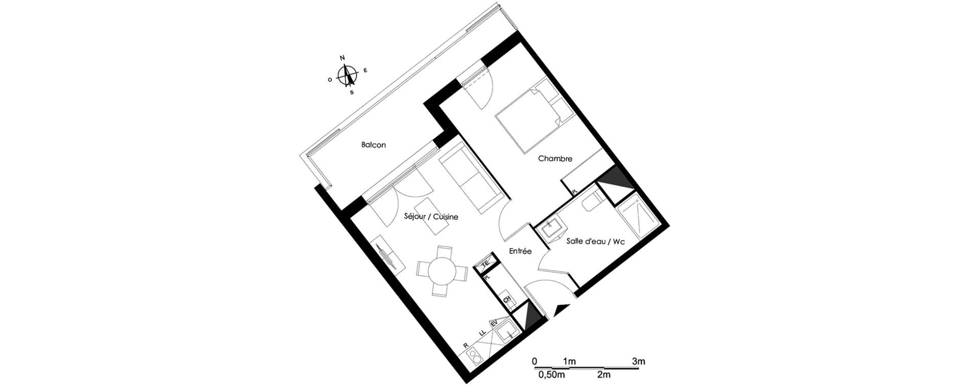 Appartement T2 de 40,46 m2 &agrave; Bassens Le moura