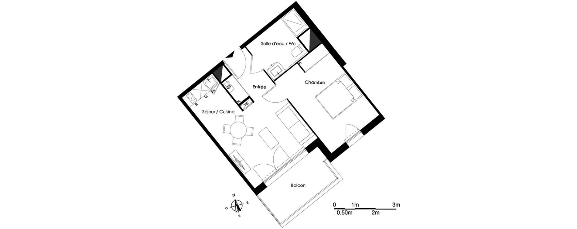 Appartement T2 de 40,25 m2 &agrave; Bassens Le moura