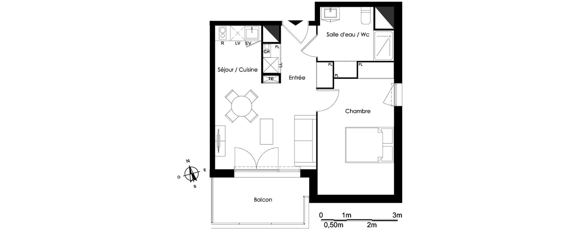 Appartement T2 de 42,83 m2 &agrave; Bassens Le moura