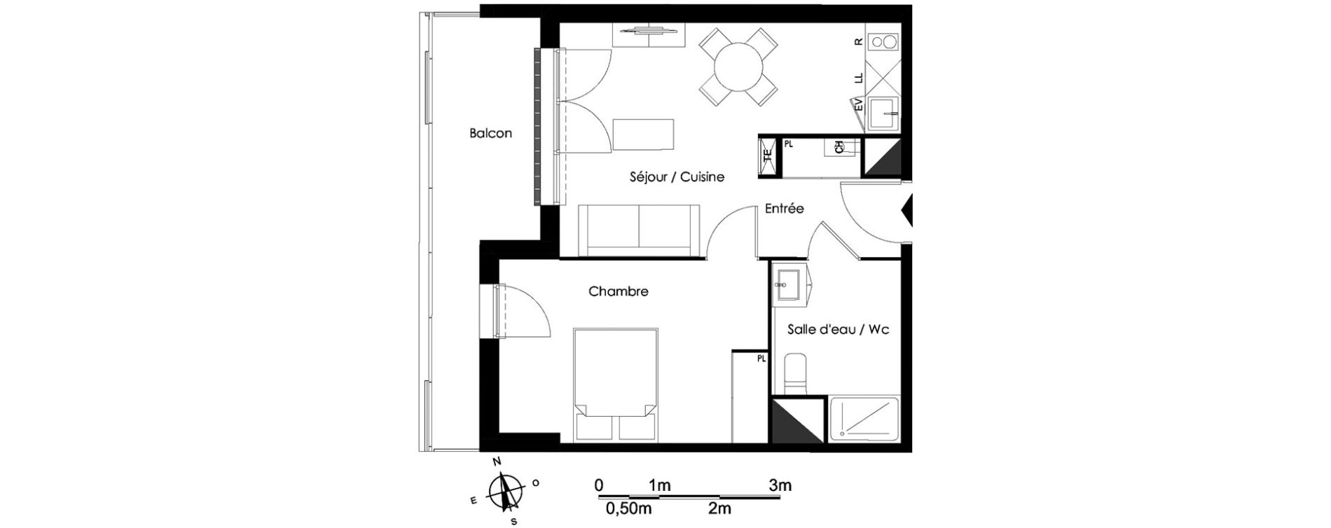 Appartement T2 de 40,10 m2 &agrave; Bassens Le moura