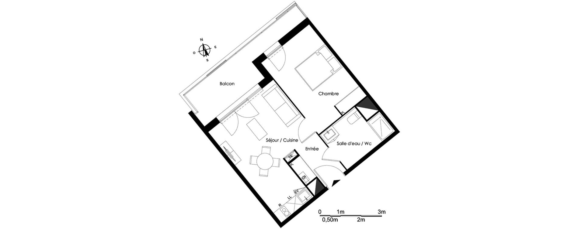Appartement T2 de 40,96 m2 &agrave; Bassens Le moura