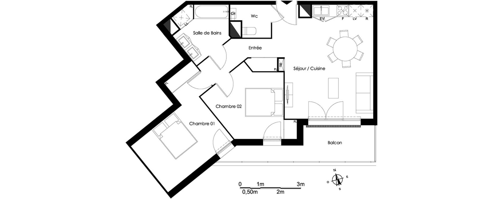 Appartement T3 de 66,58 m2 &agrave; Bassens Le moura