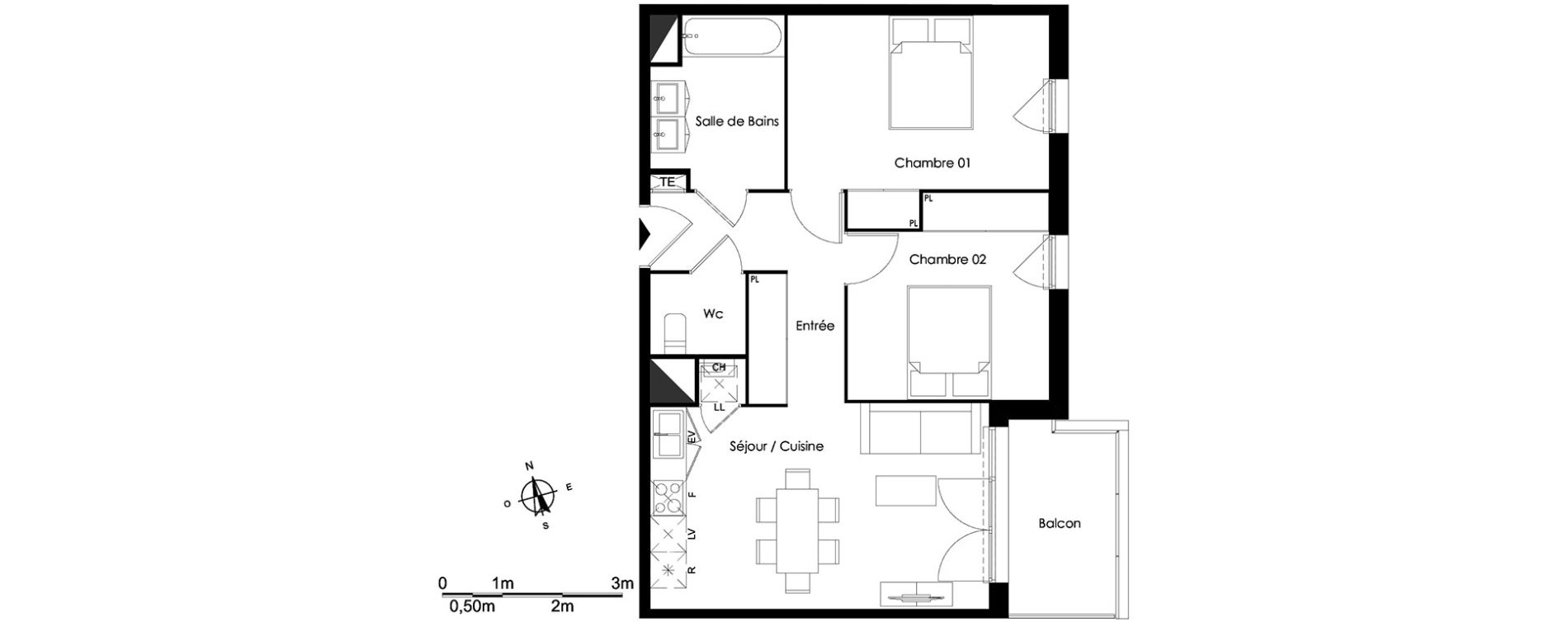 Appartement T3 de 59,89 m2 &agrave; Bassens Le moura