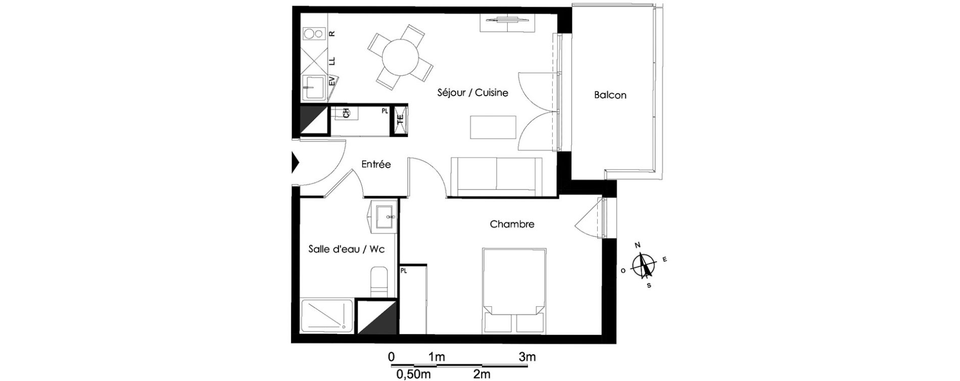 Appartement T2 de 40,87 m2 &agrave; Bassens Le moura