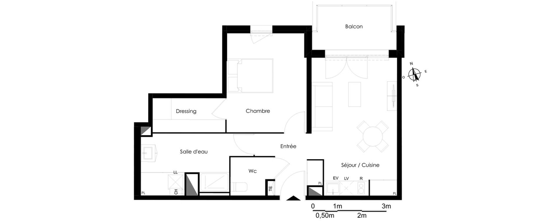 Appartement T2 de 52,98 m2 &agrave; Bassens Le moura