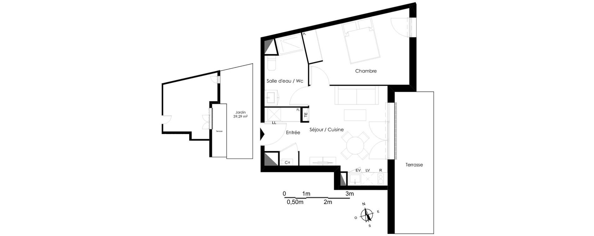 Appartement T2 de 39,38 m2 &agrave; Bassens Le moura