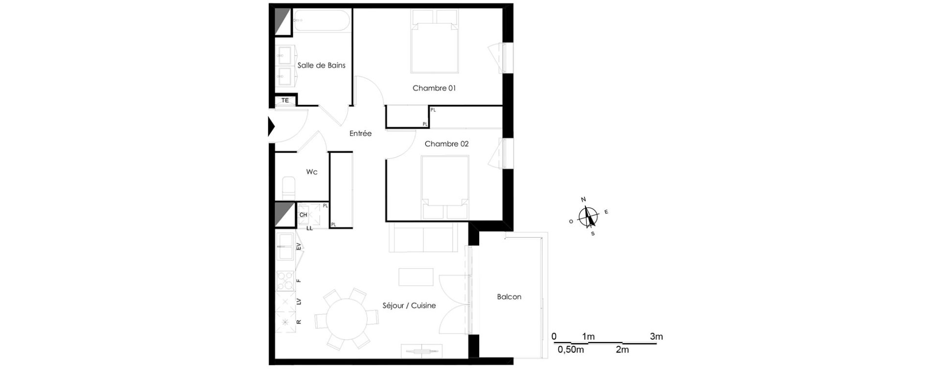 Appartement T3 de 61,65 m2 &agrave; Bassens Le moura