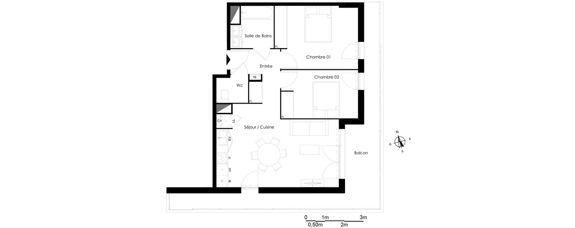 Appartement T3 de 60,93 m2 &agrave; Bassens Le moura