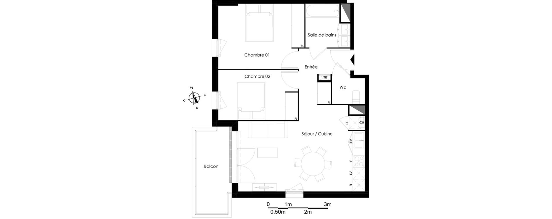 Appartement T3 de 60,92 m2 &agrave; Bassens Le moura
