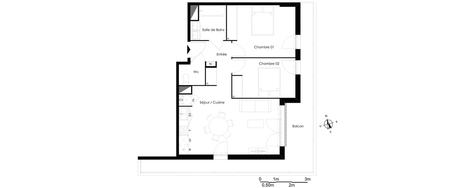 Appartement T3 de 60,93 m2 &agrave; Bassens Le moura