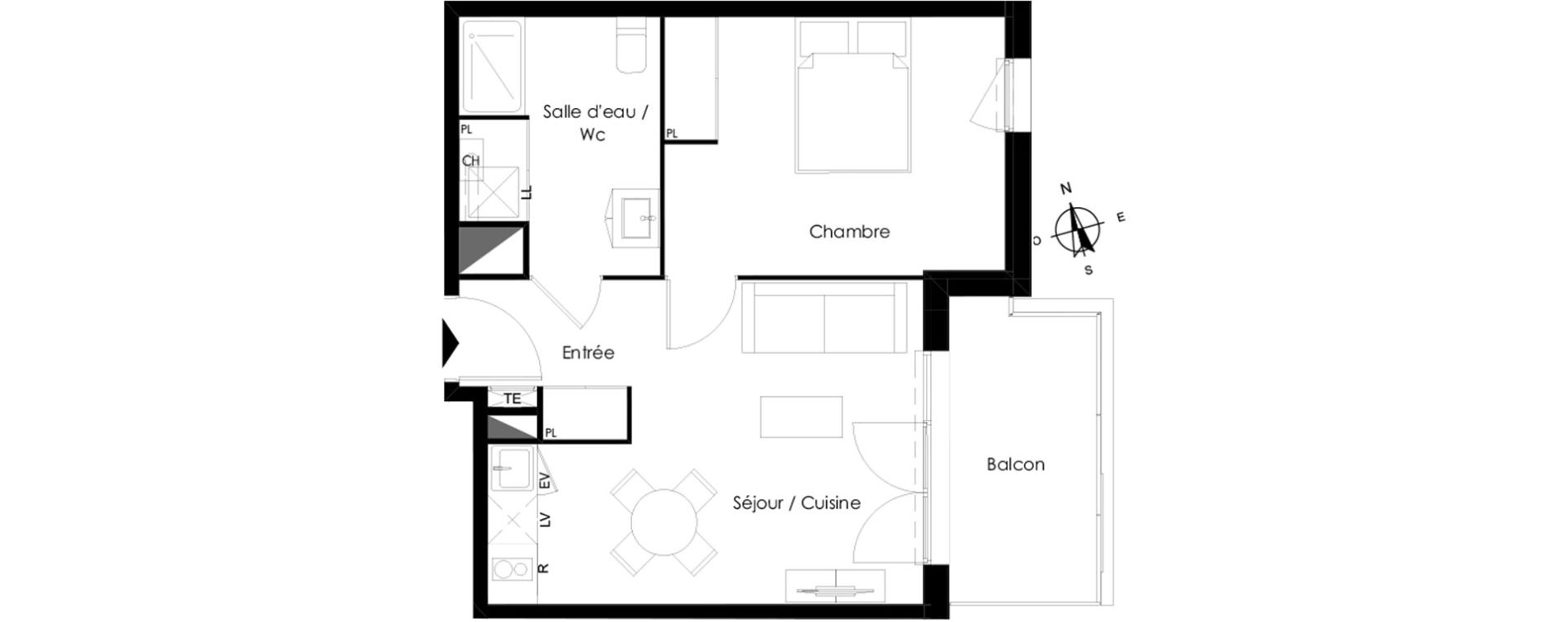 Appartement T2 de 40,82 m2 &agrave; Bassens Le moura