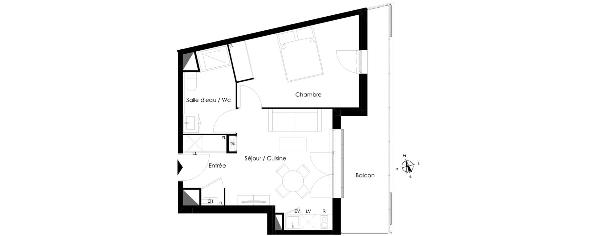 Appartement T2 de 39,40 m2 &agrave; Bassens Le moura