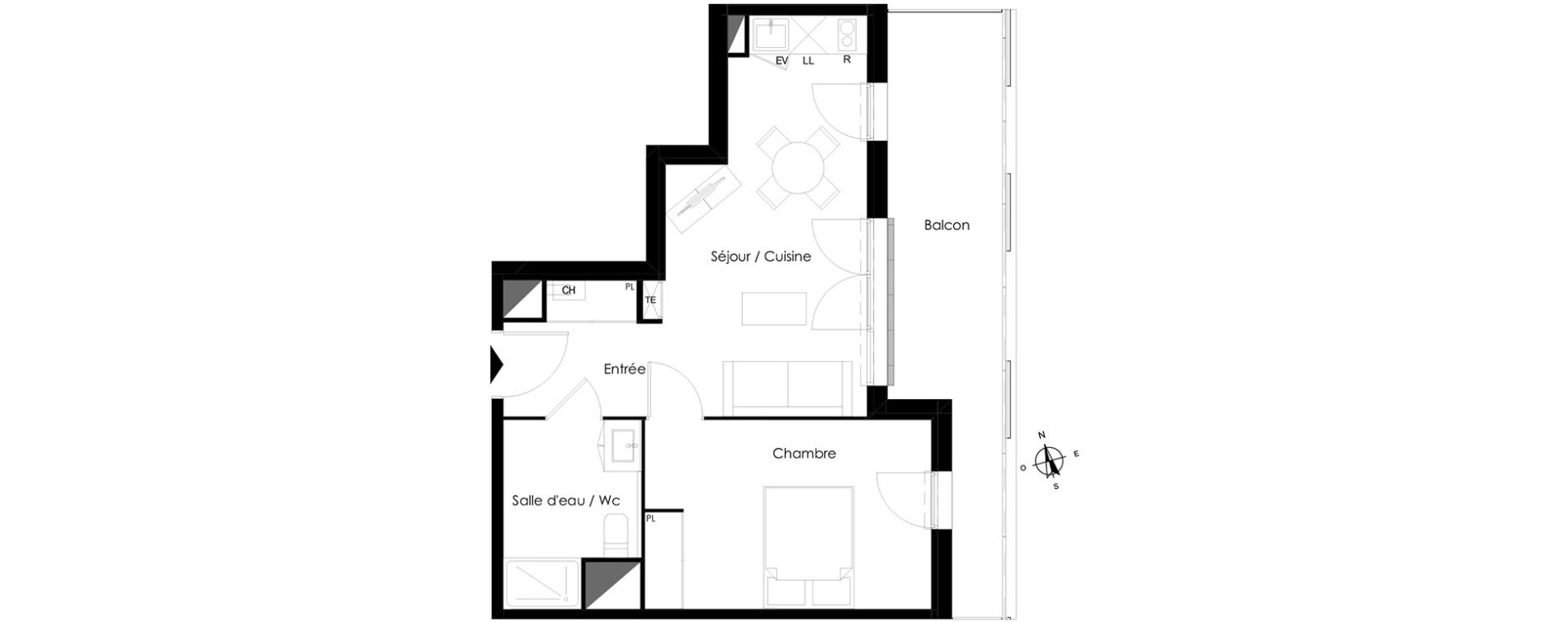 Appartement T2 de 40,30 m2 &agrave; Bassens Le moura