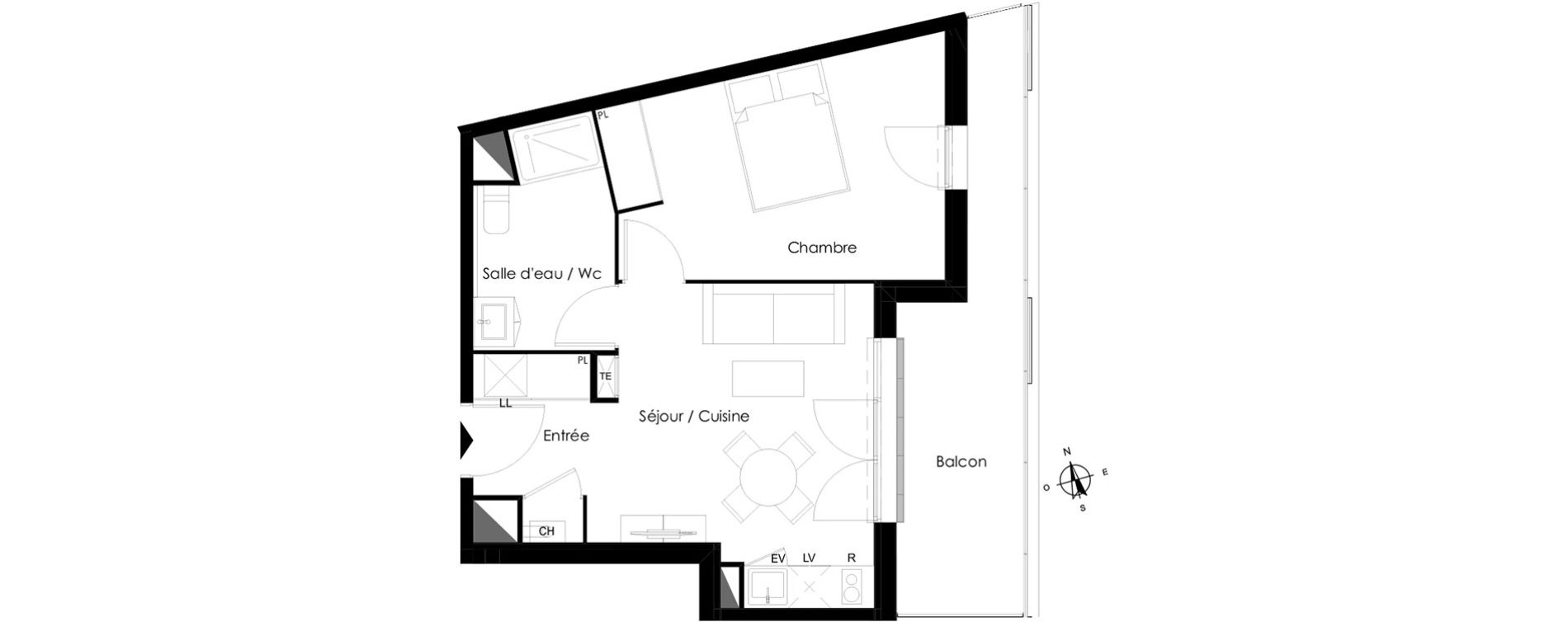 Appartement T2 de 39,40 m2 &agrave; Bassens Le moura