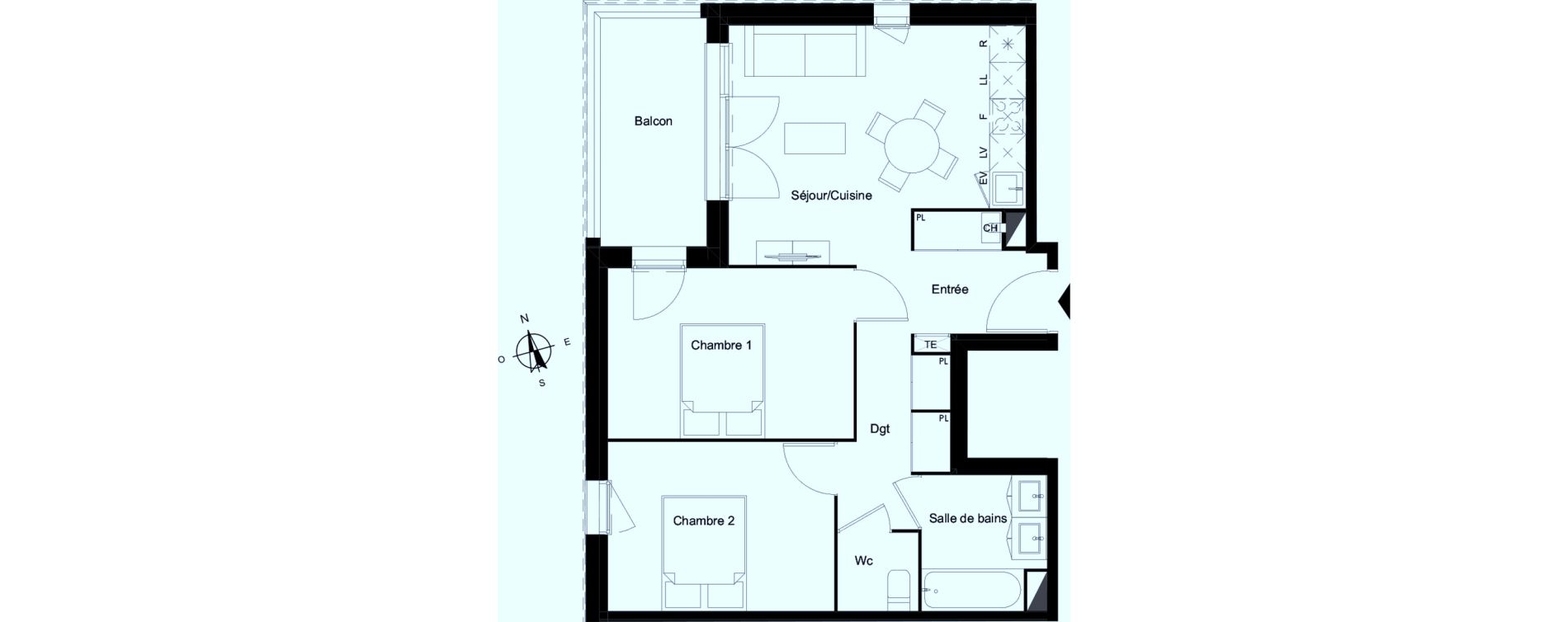 Appartement T3 de 55,64 m2 &agrave; Bassens Le moura