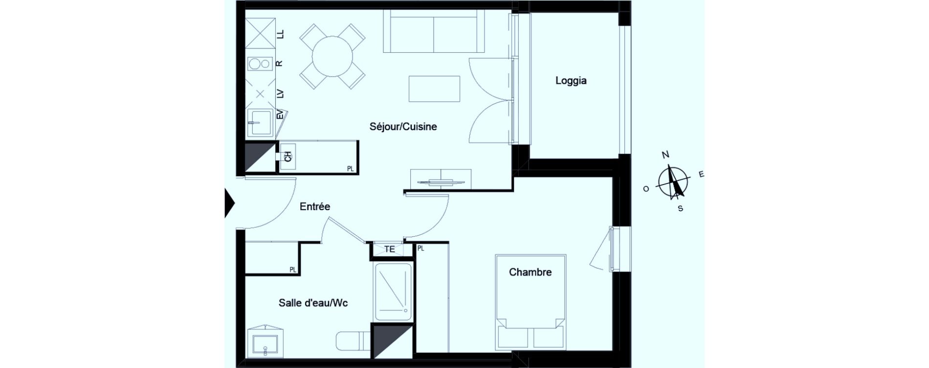 Appartement T2 de 41,11 m2 &agrave; Bassens Le moura