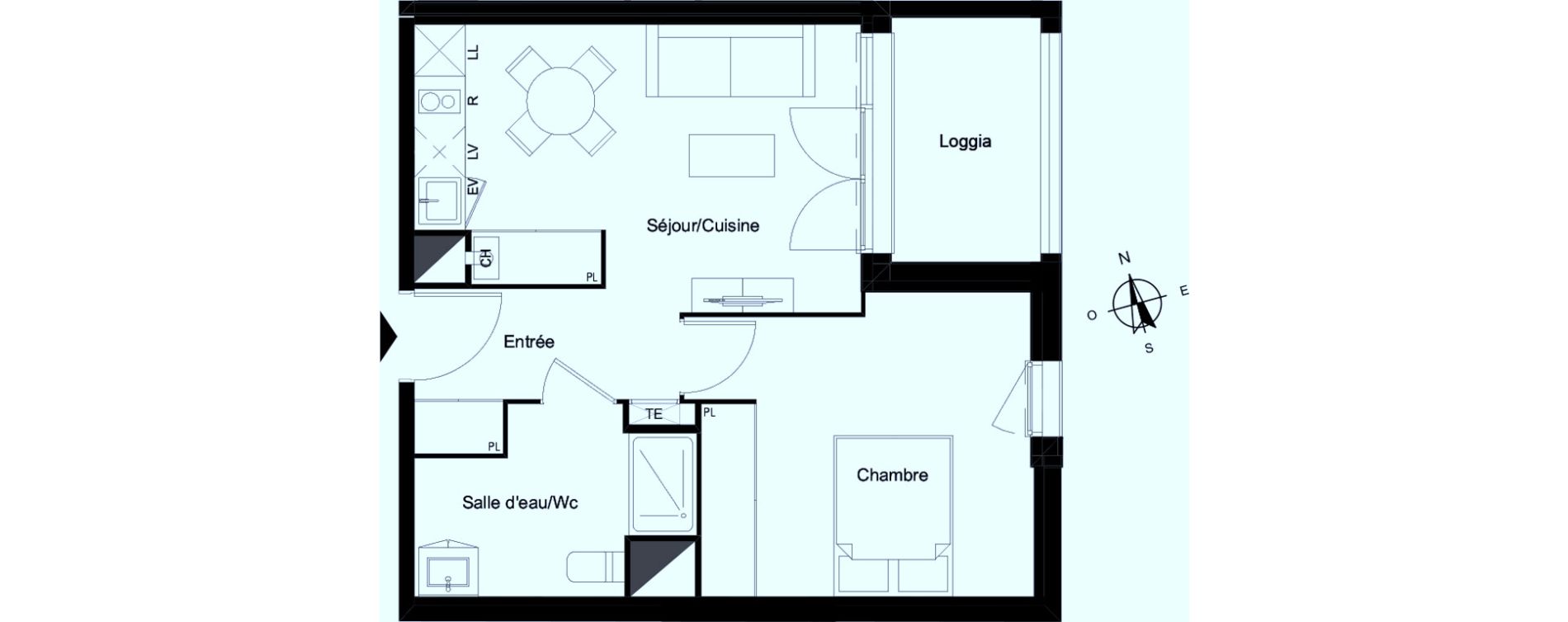 Appartement T2 de 40,82 m2 &agrave; Bassens Le moura