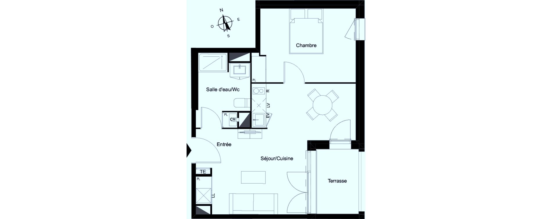Appartement T2 de 42,95 m2 &agrave; Bassens Le moura