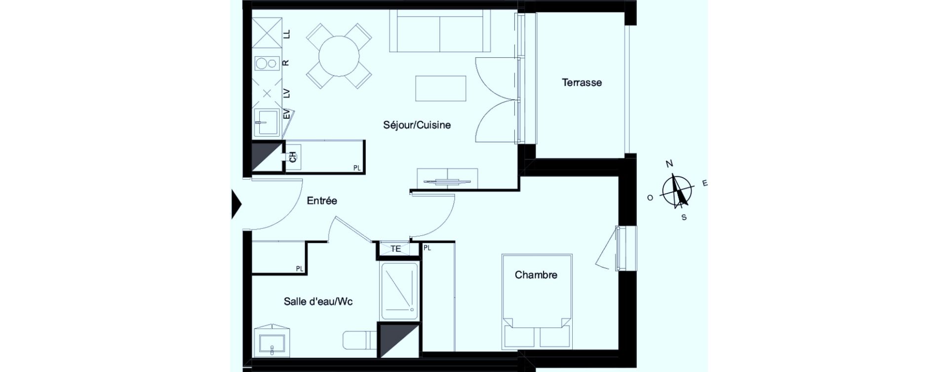 Appartement T2 de 41,11 m2 &agrave; Bassens Le moura