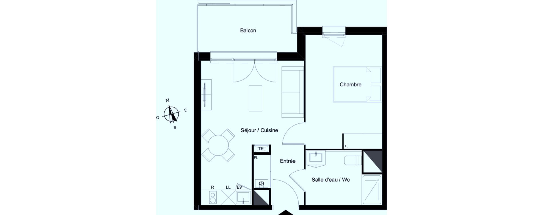 Appartement T2 de 40,78 m2 &agrave; Bassens Le moura