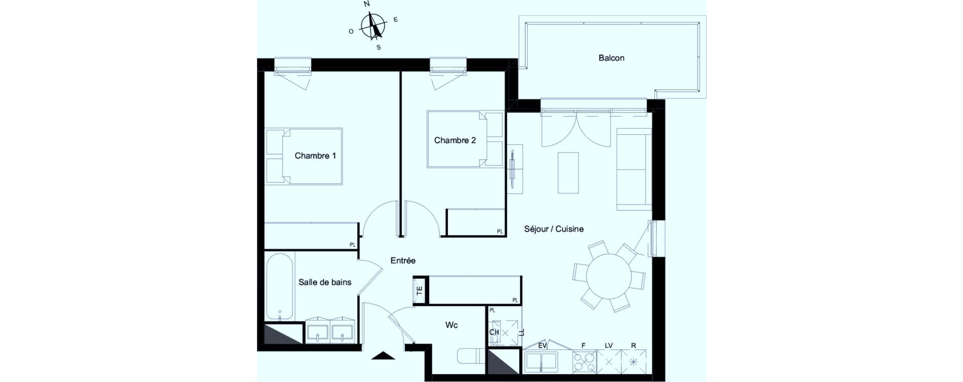Appartement T3 de 60,74 m2 &agrave; Bassens Le moura