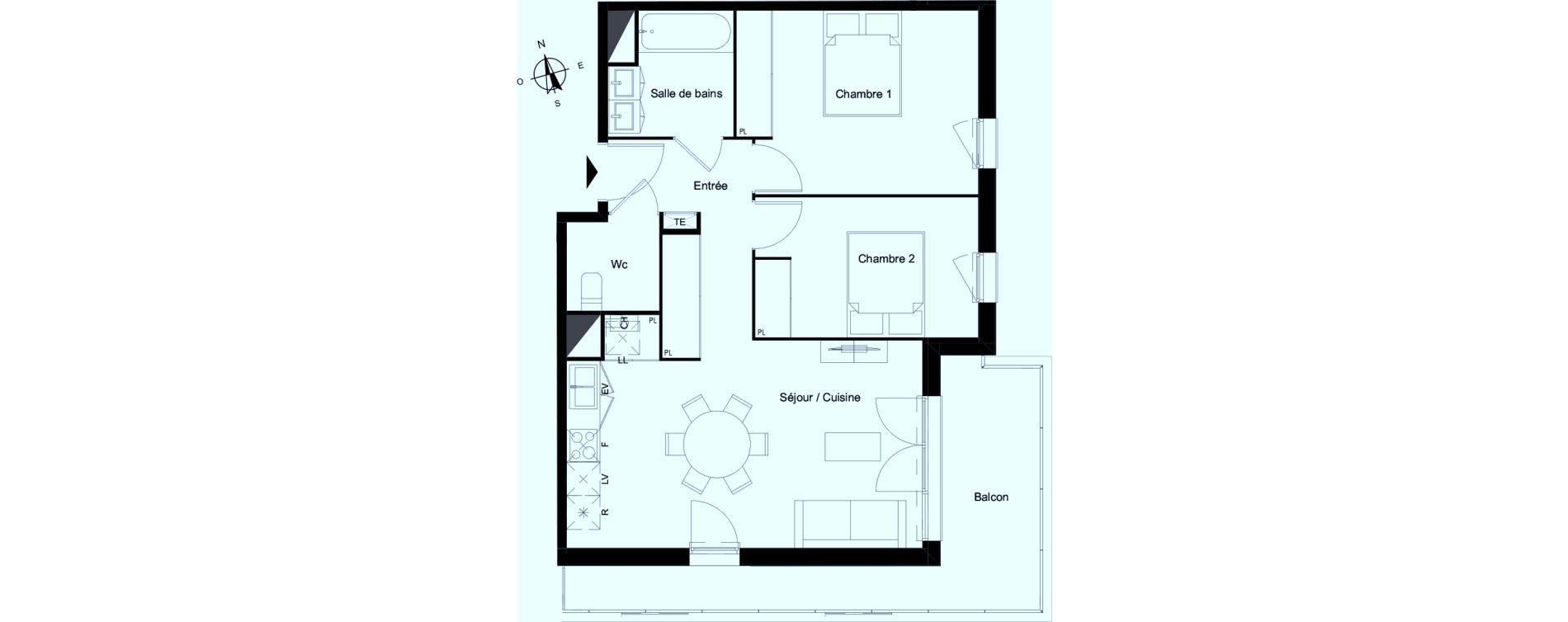 Appartement T3 de 62,16 m2 &agrave; Bassens Le moura