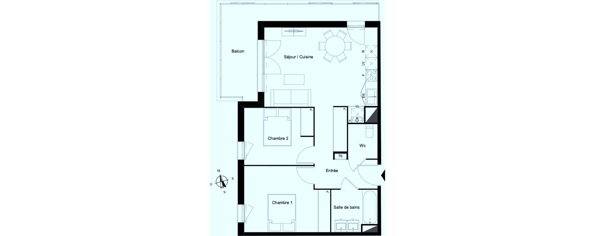 Appartement T3 de 61,58 m2 &agrave; Bassens Le moura