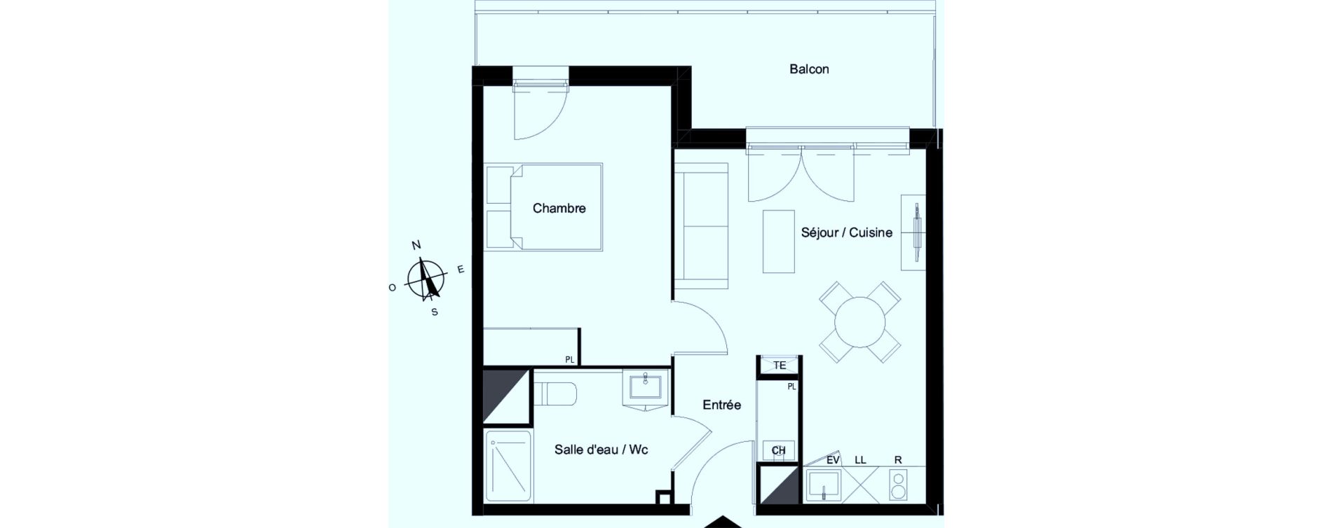 Appartement T2 de 40,61 m2 &agrave; Bassens Le moura