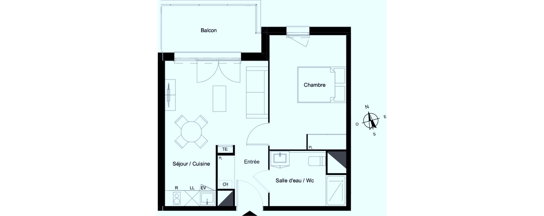 Appartement T2 de 40,61 m2 &agrave; Bassens Le moura
