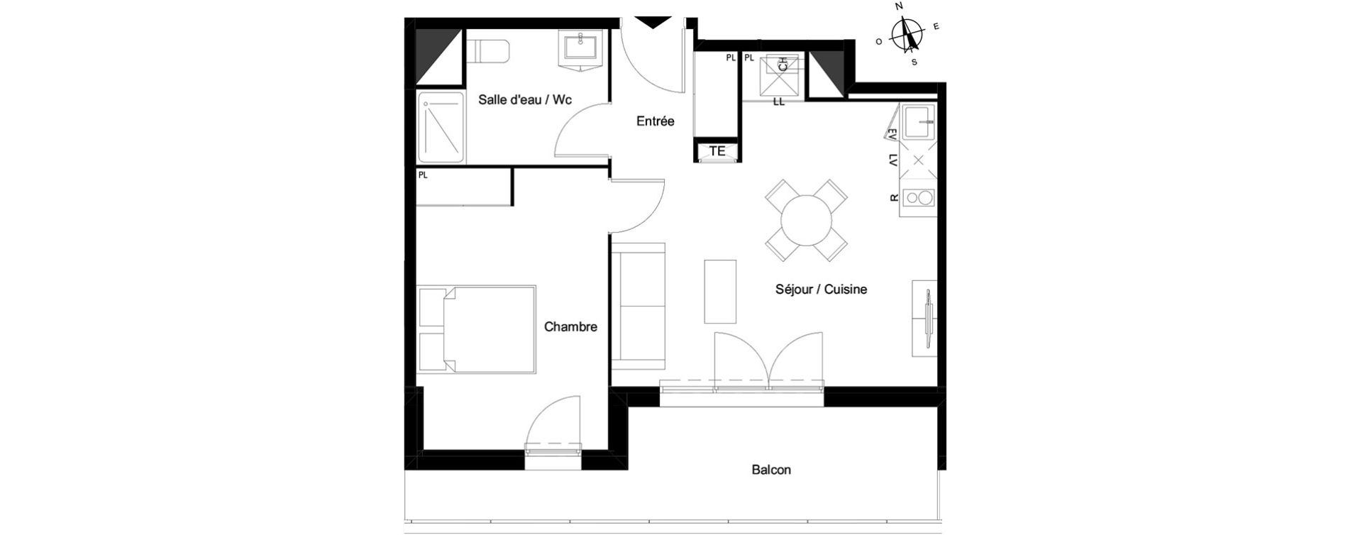 Appartement T2 de 44,81 m2 &agrave; Bassens Le moura