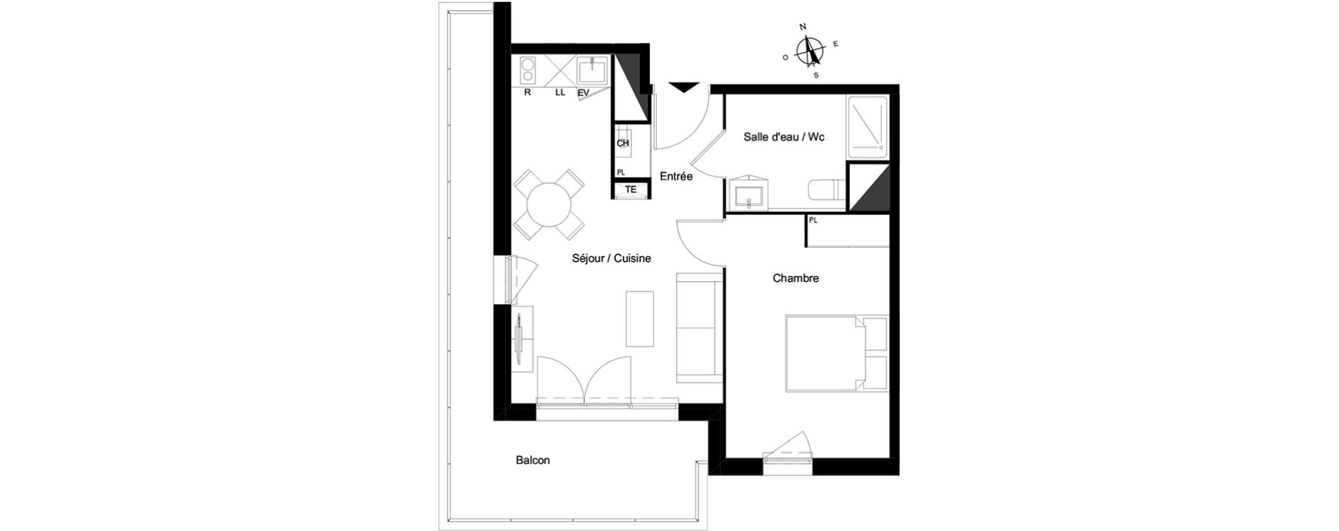 Appartement T2 de 41,39 m2 &agrave; Bassens Le moura