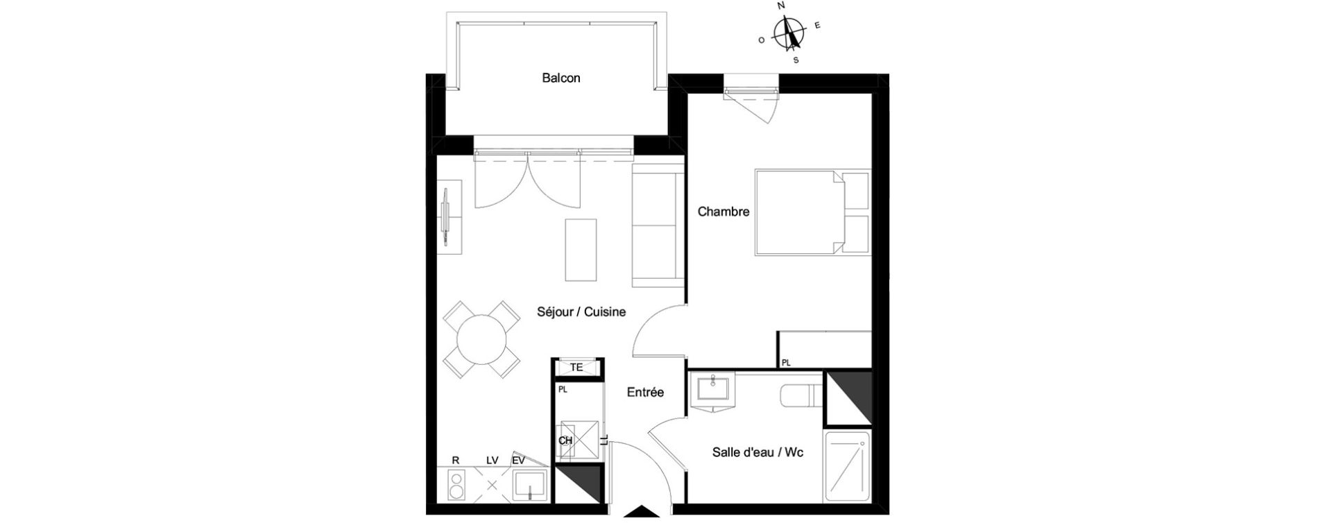 Appartement T2 de 40,64 m2 &agrave; Bassens Le moura