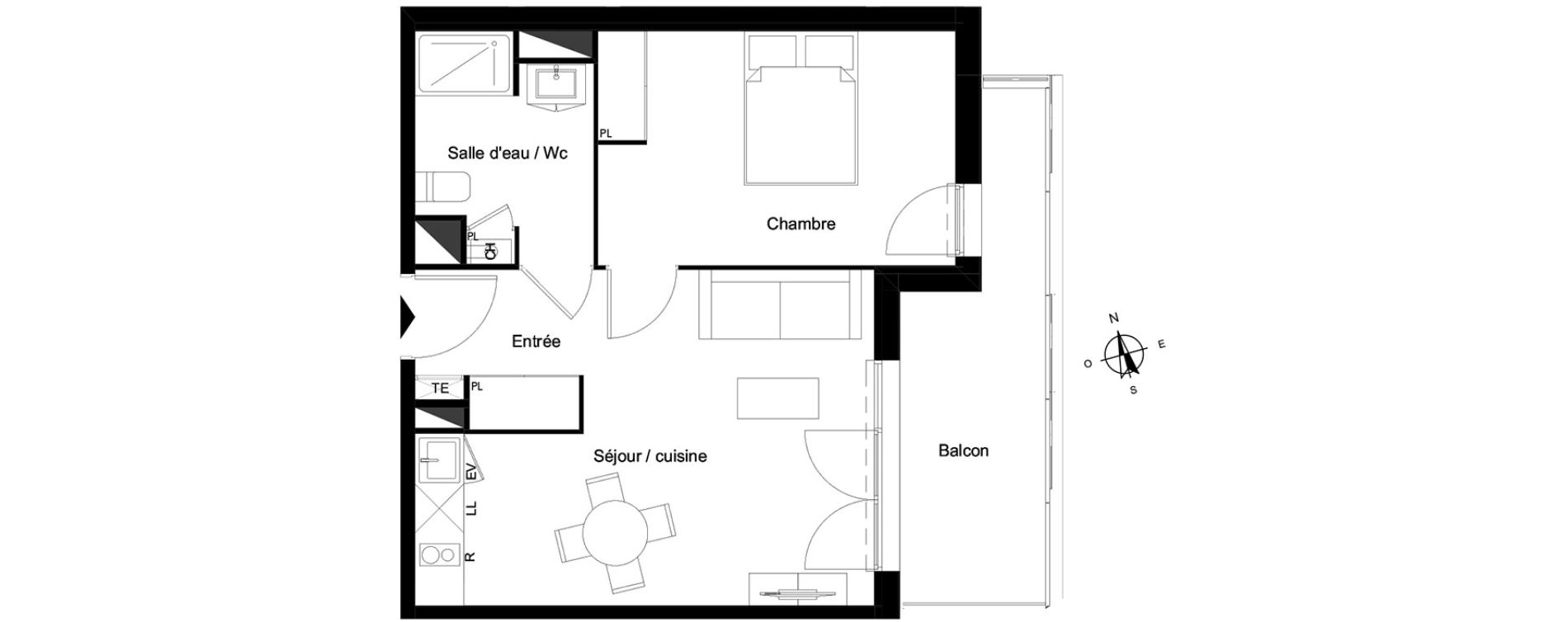 Appartement T2 de 40,98 m2 &agrave; Bassens Le moura