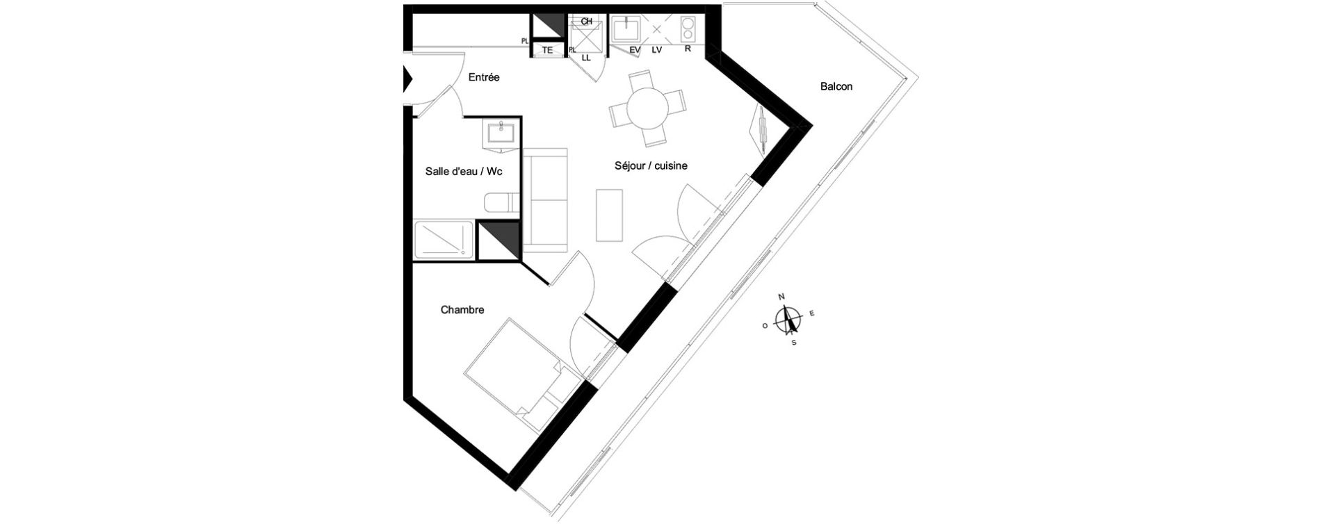 Appartement T2 de 40,92 m2 &agrave; Bassens Le moura
