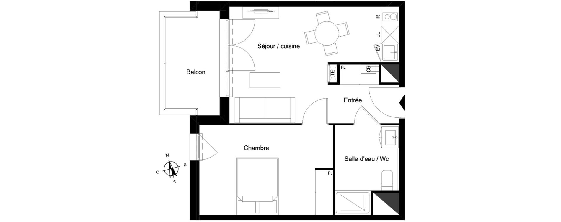 Appartement T2 de 40,11 m2 &agrave; Bassens Le moura
