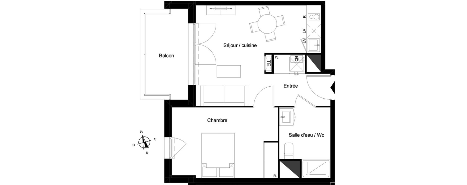 Appartement T2 de 40,49 m2 &agrave; Bassens Le moura
