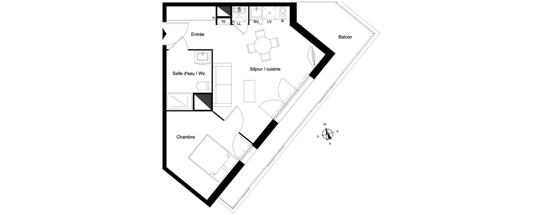 Appartement T2 de 40,92 m2 &agrave; Bassens Le moura