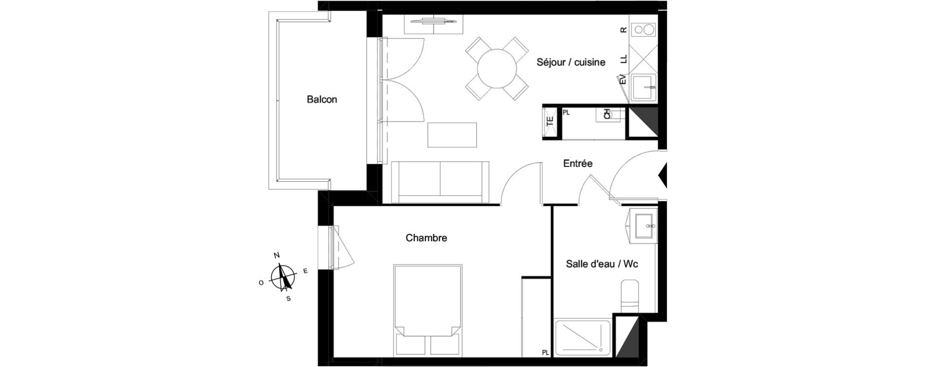Appartement T2 de 40,55 m2 &agrave; Bassens Le moura