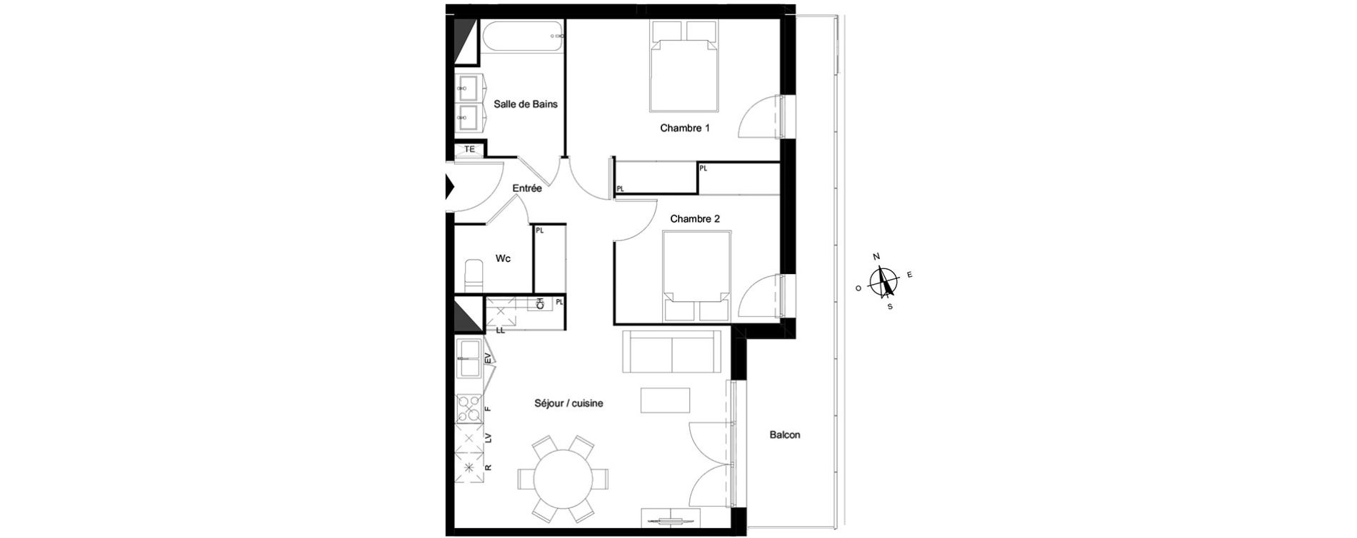 Appartement T3 de 62,59 m2 &agrave; Bassens Le moura
