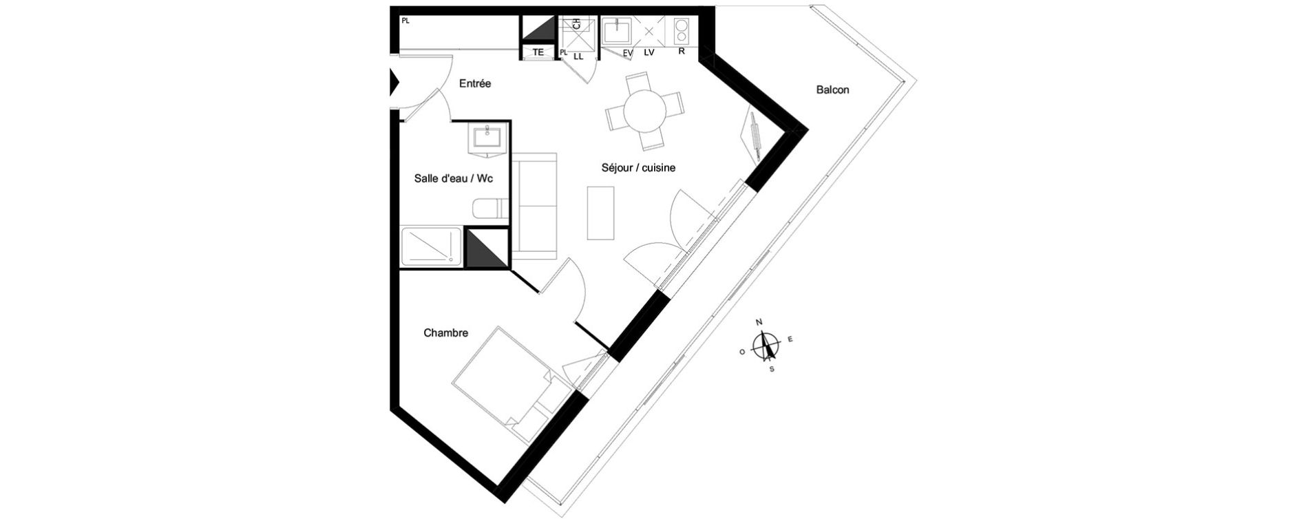 Appartement T2 de 40,92 m2 &agrave; Bassens Le moura