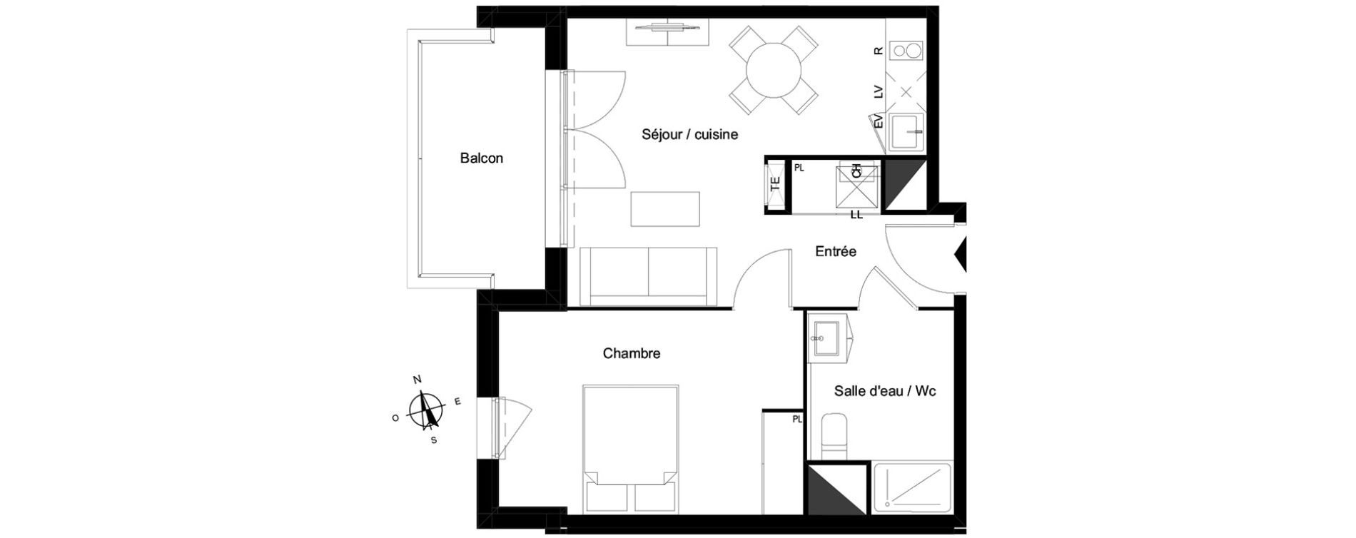 Appartement T2 de 40,50 m2 &agrave; Bassens Le moura
