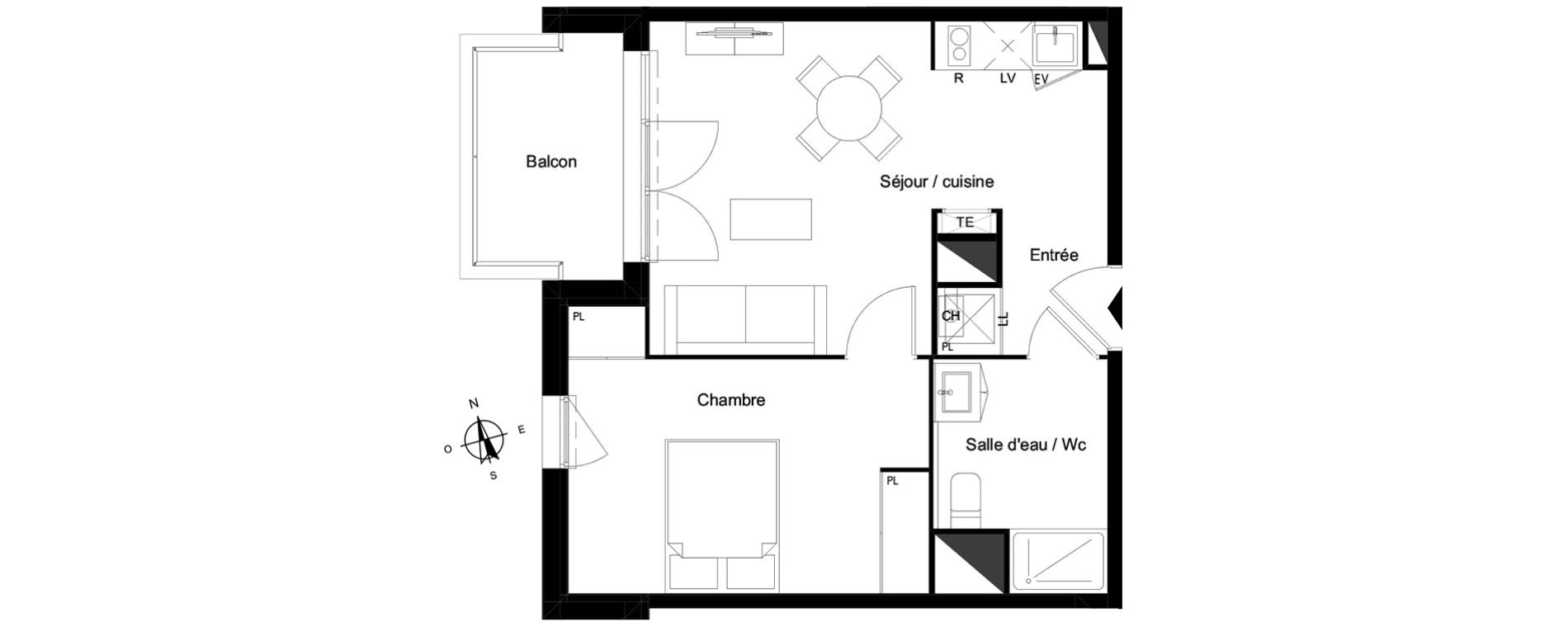 Appartement T2 de 41,01 m2 &agrave; Bassens Le moura
