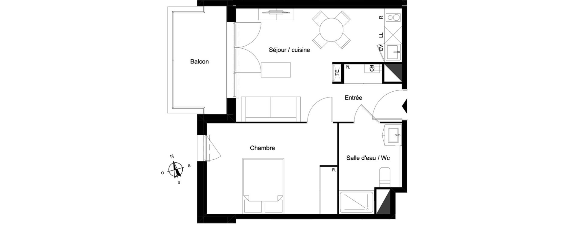 Appartement T2 de 40,55 m2 &agrave; Bassens Le moura