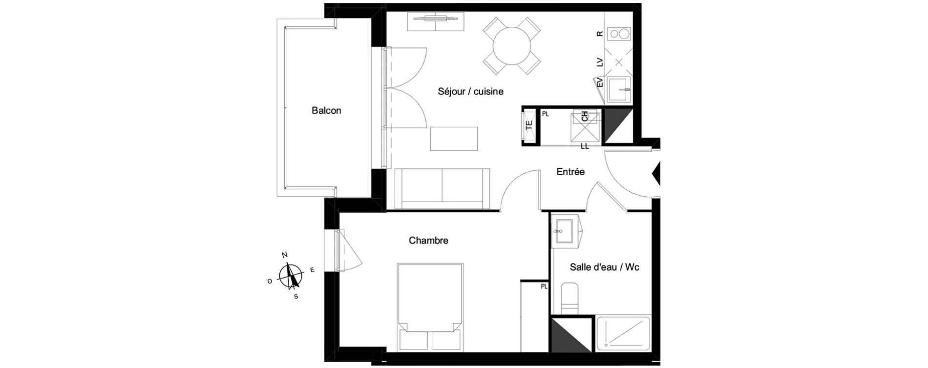 Appartement T2 de 40,48 m2 &agrave; Bassens Le moura